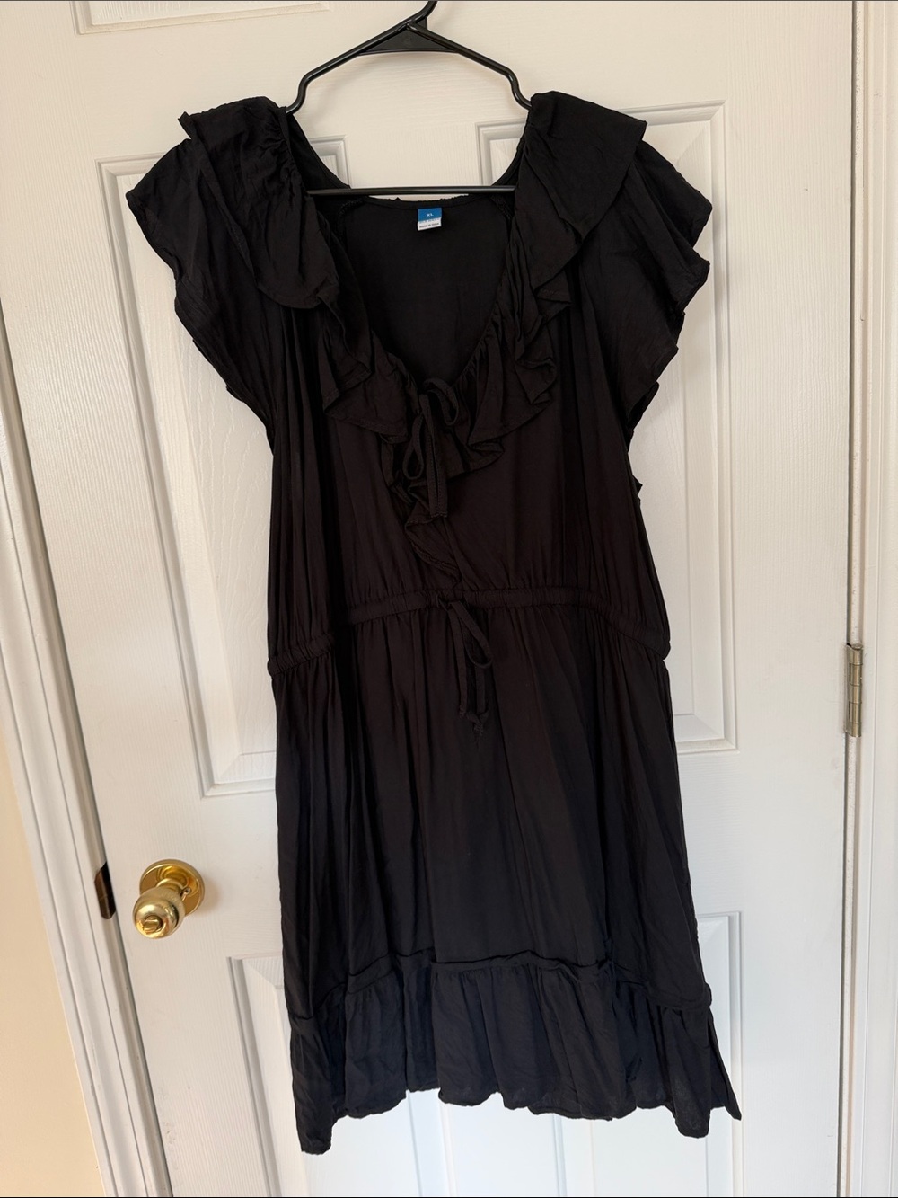 Old Navy Black Ruffle-Trim Tie-Front Mini Dress